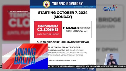 F. Manalo Bridge, pansamantalang sarado para sa rehabilitasyon | Unang Balita