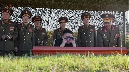 Estimado camarada Kim Jong Un dirige prova de graduados da Escola Geral de Oficiais Artilheiros O Jin U