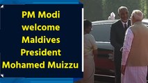 PM Modi welcomes Maldives President Mohamed Muizzu at Rashtrapati Bhavan