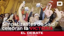 Simpatizantes del presidente Said celebran la victoria que los sondeos le dan en las elecciones