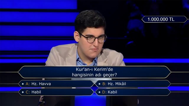 Kim Milyoner Olmak İster'de 1 Milyon TL değerindeki soru açıldı; yarışmacı yanlış cevap veren 50 bin TL ile veda etti