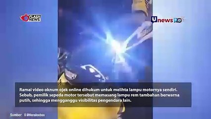 Bikin Silau Pengendara Lain, Oknom Ojol di Hukum Polisi