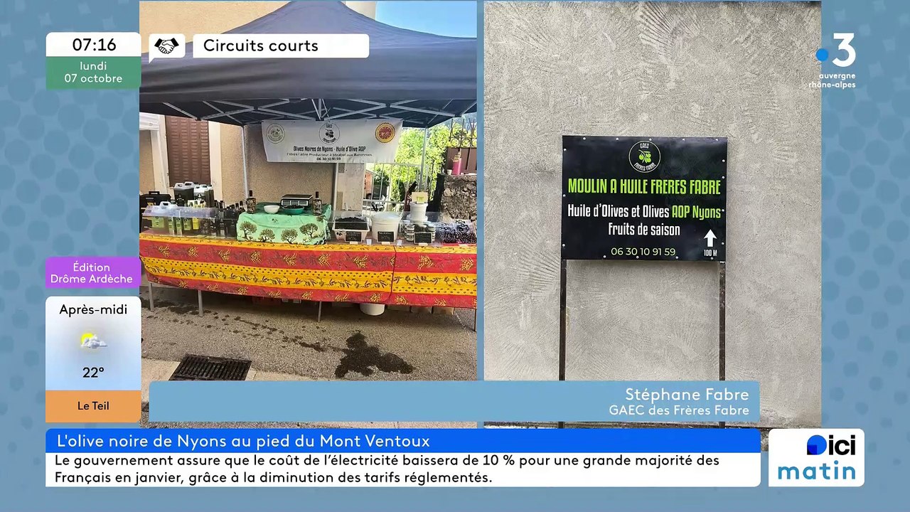 À Mirabel-aux-Baronnies, "GAEC des Frères Fabre", ses olives noires primées, huiles d'olive de Nyons AOP...