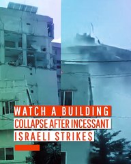 Watch A Building Collapse After Incessant Israeli Strikes