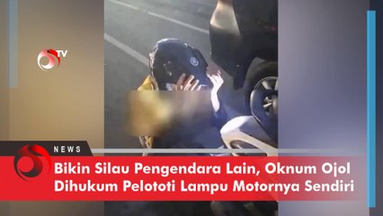 Bikin Silau Pengendara Lain, Oknum Ojol Dihukum Pelototi Lampu Motornya Sendiri