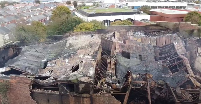 Watch aerial footage of the aftermath of the Hartlepool Odeon cinema fire