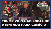 A um mês da eleição, Trump volta a local de atentado para comício