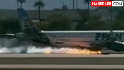 Las Vegas'ta 200 yolcu taşıyan uçağın tekerlekleri iniş sırasında alev aldı