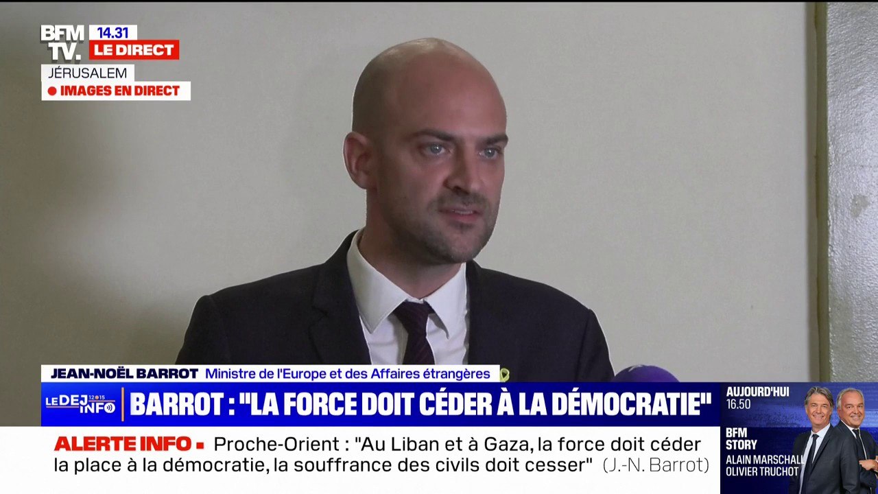Proche-Orient: "La force doit céder la place à la diplomatie", affirme Jean-Noël Barrot (ministre des Affaires étrangères)