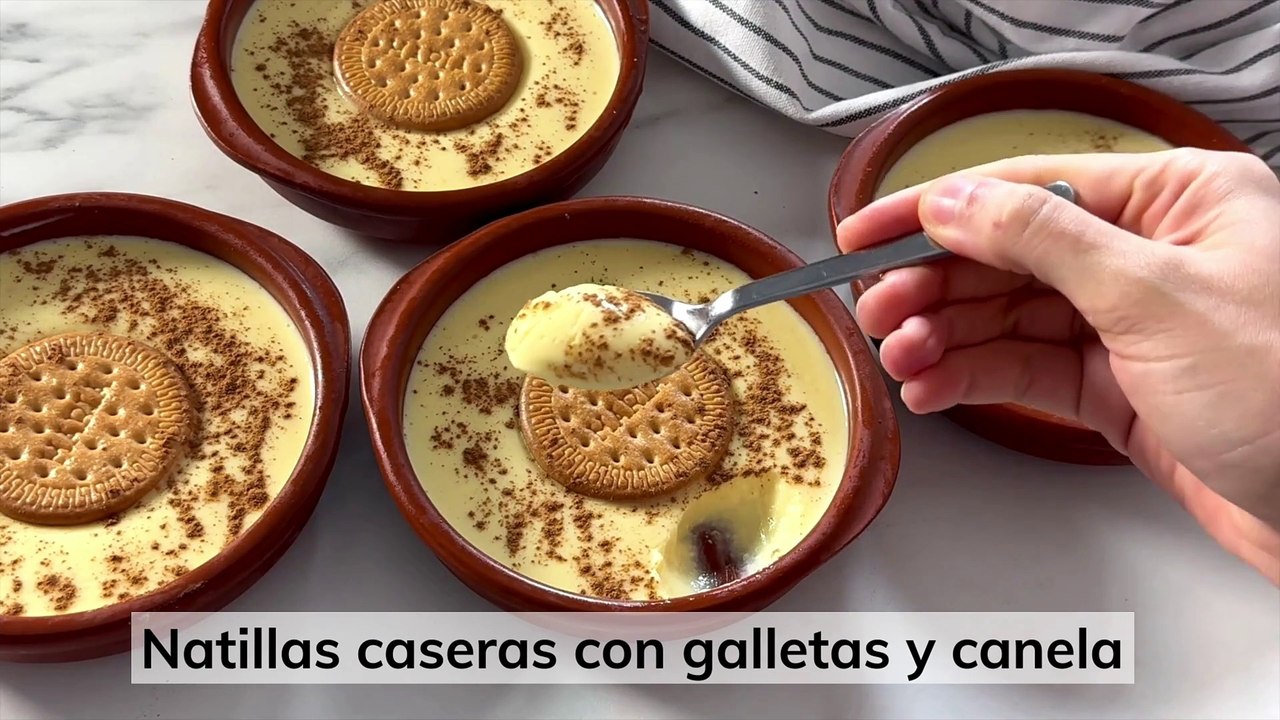 Natillas caseras con galletas y canela
