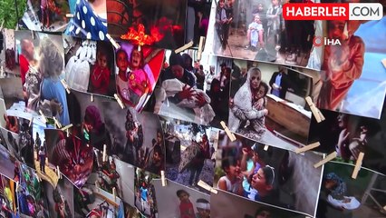 Cumhurbaşkanı Erdoğan, AK Parti Genel Merkezi'nin önündeki 'Soykırımın Gölgesinde Bir Yıl' panosunu ziyaret etti