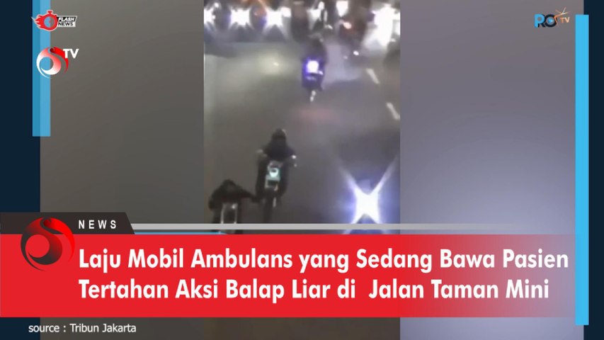 Mobil Ambulans yang Sedang Bawa Pasien Tertahan Aksi Balap Liar di  Jalan Taman Mini