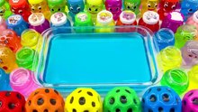 How to make rainbow clear pool and ball into mixing all my slime cutting ASMR