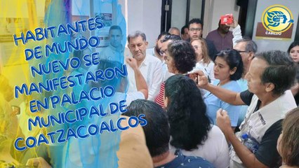 Habitantes de Mundo Nuevo se manifestaron en Palacio Municipal de Coatzacoalcos; más de un mes sin agua