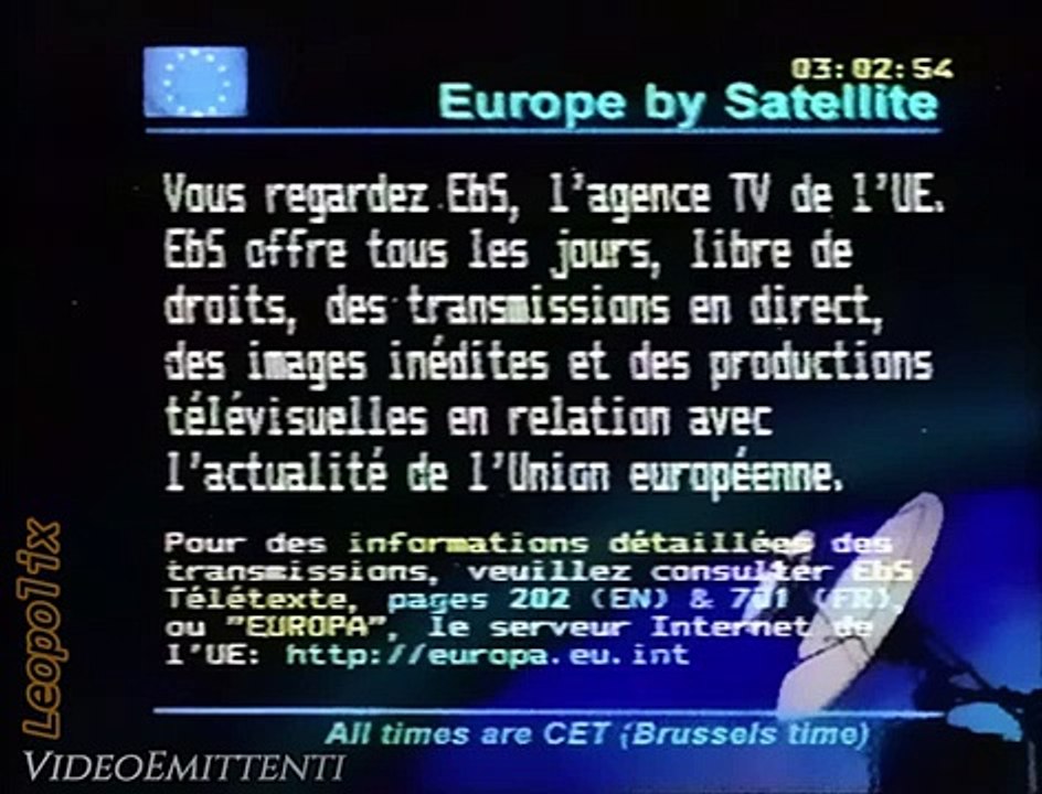 EbS Europe by Satellite canale info trasmesso da satellite Eutelsat 9° est-  eutelsat  registrato il 28.10.1997