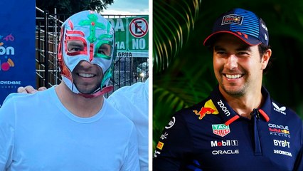 Checo Pérez se olvida de Red Bull disfrutando de la lucha libre con la máscara de Rey Mysterio