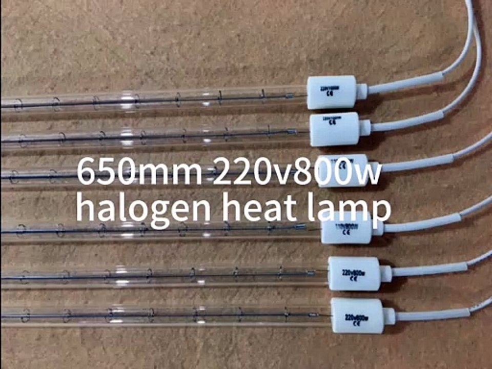 650mm 220v 800w Clear Infrared Quartz Heat Lamp with Round Ceramic