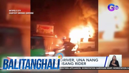 Van, nasunog; Driver una nang nabangga ang isang rider | Balitanghali