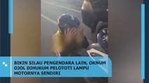 Bikin Silau Pengendara Lain, Oknum Ojol Dihukum Pelototi Lampu Motornya Sendiri