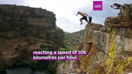 Come Girardot sets death diving world record with jaw-dropping 44-metre cliff jump