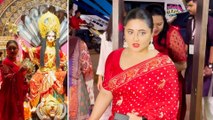 Rashami Desai Seeks Maa Durga's Blessings During Navaratri Mahotsav In Mumbai | Red Saree Avatar