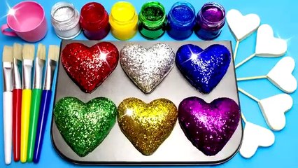 How To Make ASMR**" Frozen Paint with Glitter Rainbow Play Doh Hearts