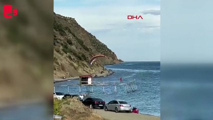 Yamaç paraşütünde korku dolu anlar kamerada