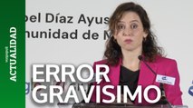 Ayuso habla de error gravísimo de la oposición