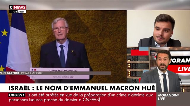 7 octobre - Accrochage ce matin dans Morandini Live entre le journaliste de CNews Gauthier Le Bret et un élu Renaissance à propos d'Emmanuel Macron: C'est très difficile de passer après ce délire - Regardez