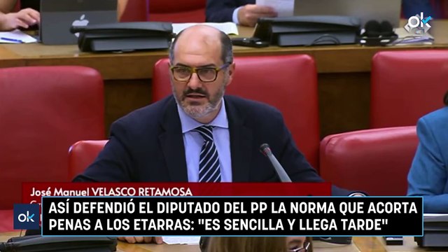 Así defendió el diputado del PP la norma que acorta penas a los etarras: Es sencilla y llega tarde