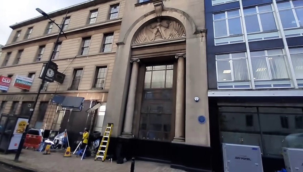 Film crew at the former E&S