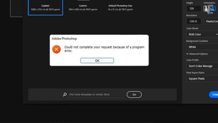 How To Solve and Fix Could not complete your request because of a program error on Photoshop