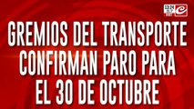 Gremios del transporte confirman paro para el 30 de octubre