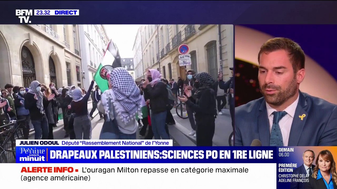 Drapeaux palestiniens dans les universités: "Il faut être intraitable avec toutes ces provocations", affirme Julien Odoul (RN)