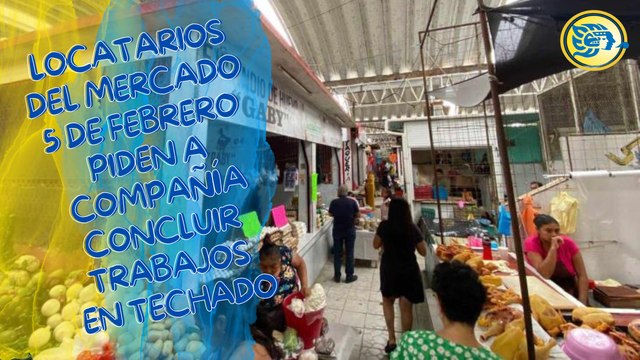 Locatarios del mercado 5 de febrero piden a compañía concluir trabajos en techado