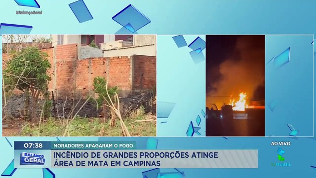Incêndio de grandes proporções quase atinge casas em Campinas