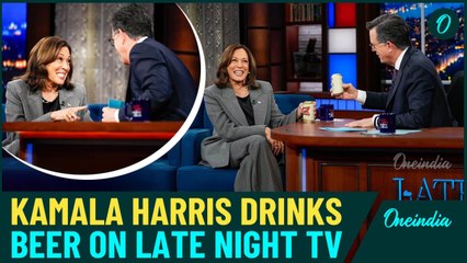 'The High Life': Kamala Harris Cracks Open Beer With Stephen Colbert | Watch Video