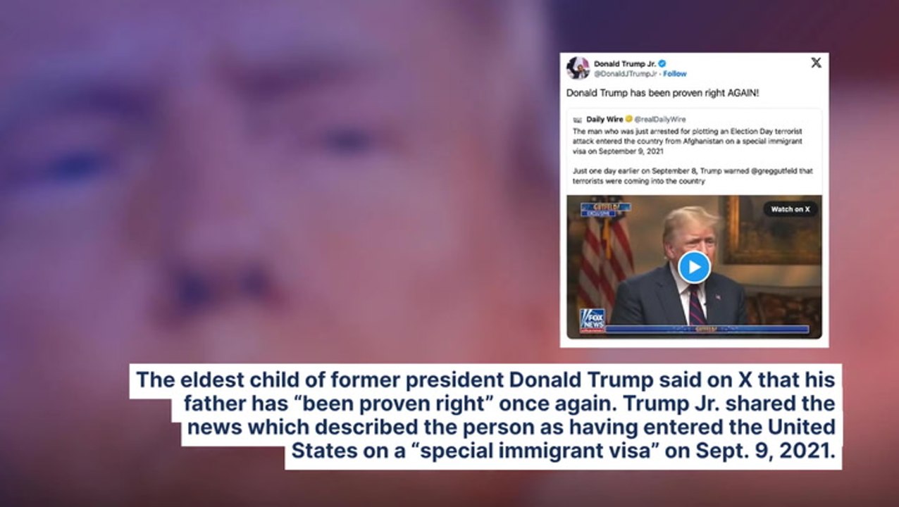 Trump Jr. Says His Dad 'Has Been Proven Right Again' After FBI Foils Afghan National's Election Day Terror Plot