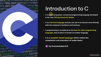 Introduction To C Programming 2024 || C Class 1 #takeknowldge