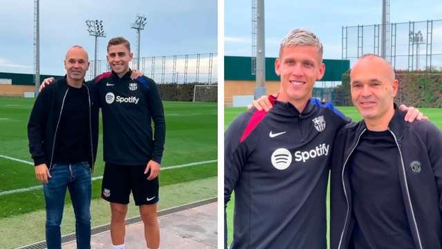 Andrés Iniesta visita las instalaciones deportivas del Barcelona