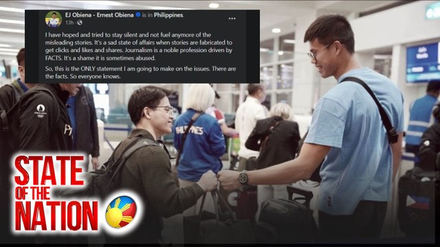 Nagsalita si EJ Obiena laban sa mga click bait site na gumagawa raw ng isyu tungkol sa kanila ni two-time Olympic gold medalist Carlos Yulo. | SONA