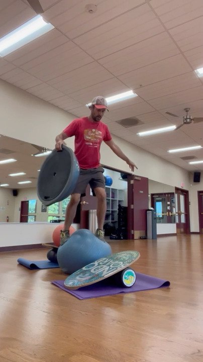 Man Maintains Perfect Balance Jump