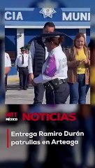 Entrega Ramiro Durán 4 patrullas en Arteaga acompañado de Federico Fernández