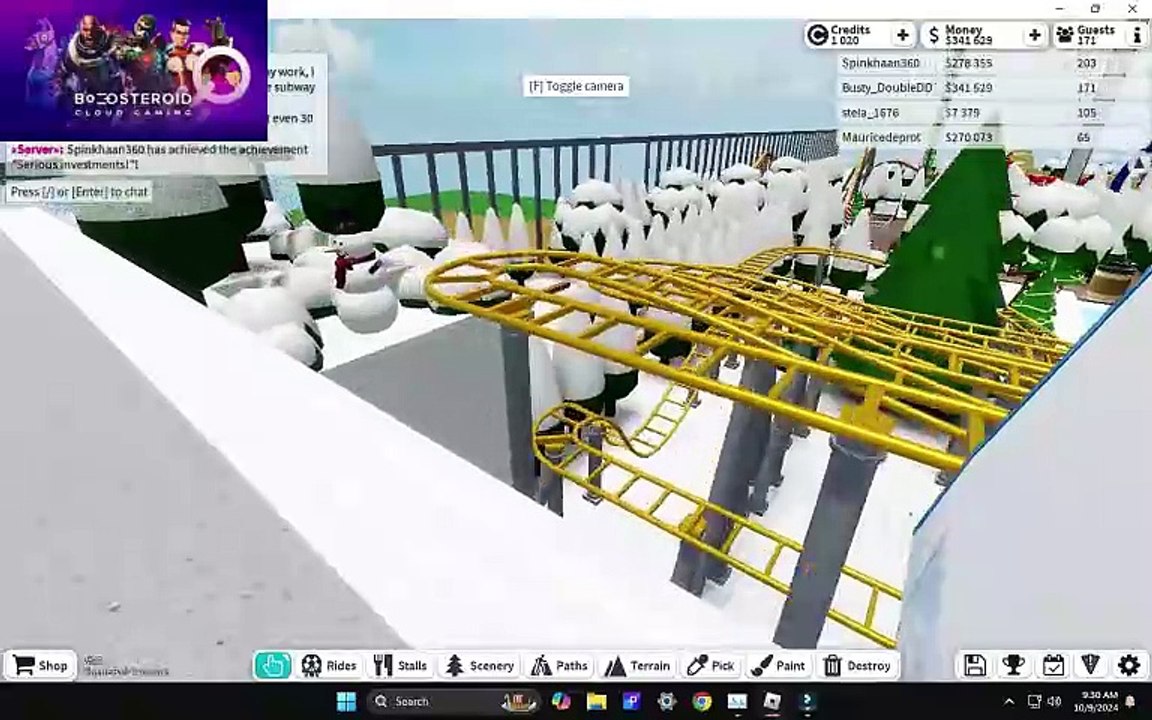 ROBLOX theme park tycoon 2 snow rail #Boosteroid #roblox