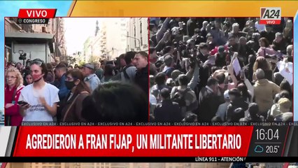  INCIDENTES AFUERA DEL CONGRESO TRAS EL VETO: UN YOUTUBER LIBERTARIO FUE AGREDIDO