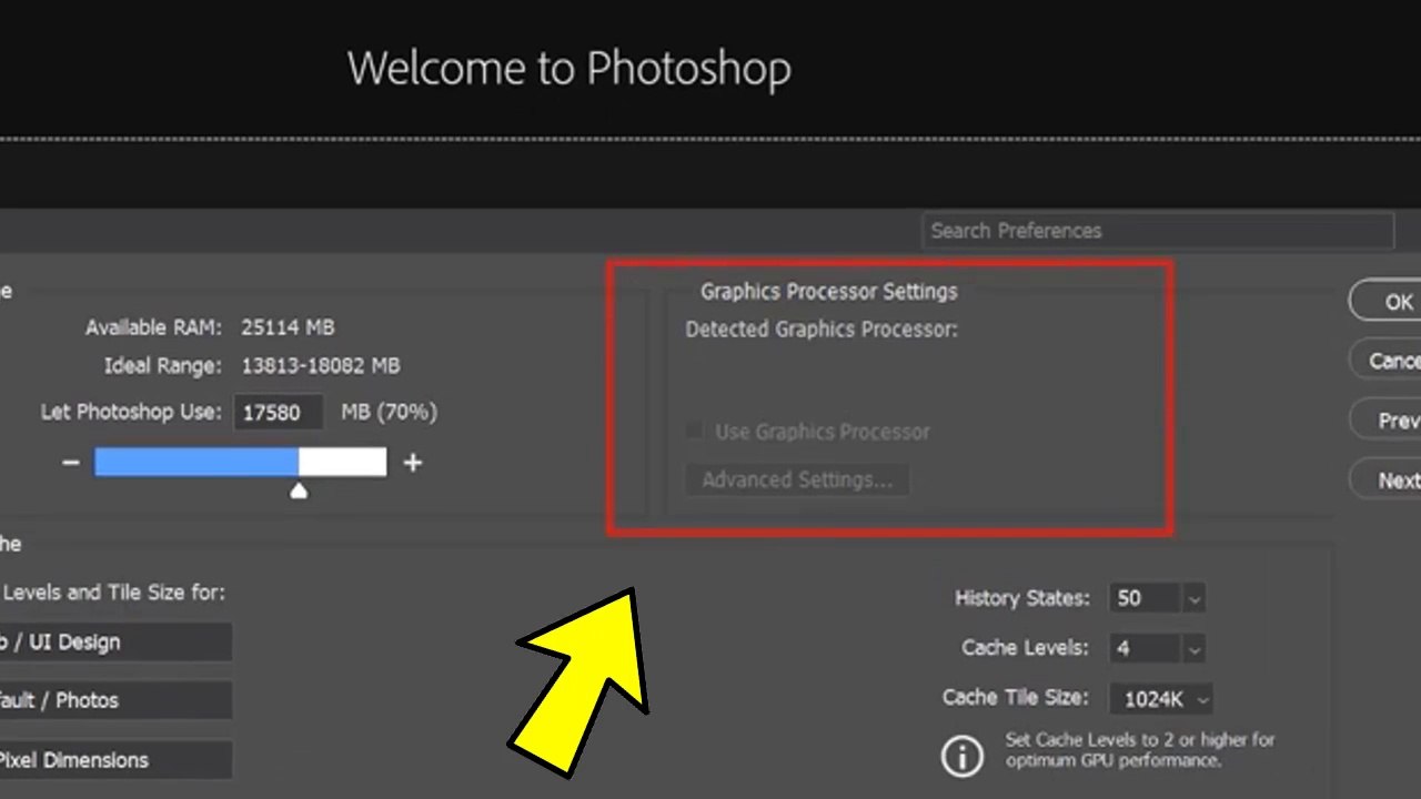 How To Fix Adobe Photoshop Graphics Processor Not Detecting And Graphics Processor Settings Greyed Out And Missing