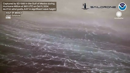 下载视频: Drone captures incredible video of giant waves inside Hurricane Milton