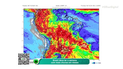 Brasil deve ter a semana com mais chuvas em meses