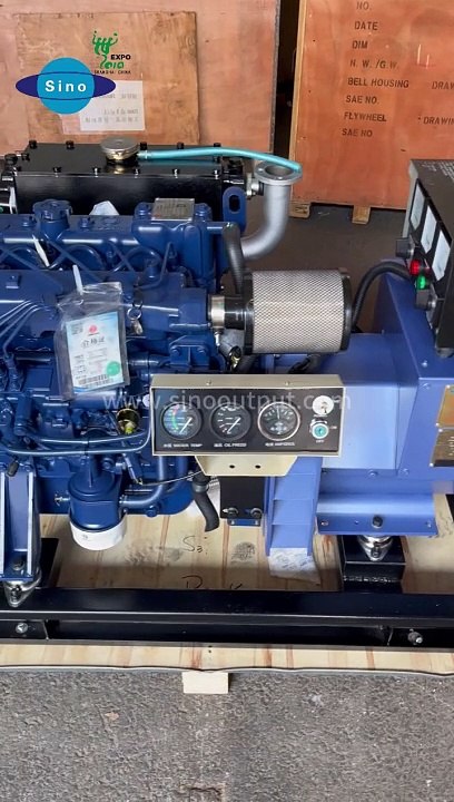 Sinooutput 20Kw marine generator set with Weichai diesel engine. Speed 1500rpm, voltage 380V 50HZ.