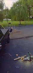 Man Falls Hard While Trying Out Obstacle Course he Made for Dogs
